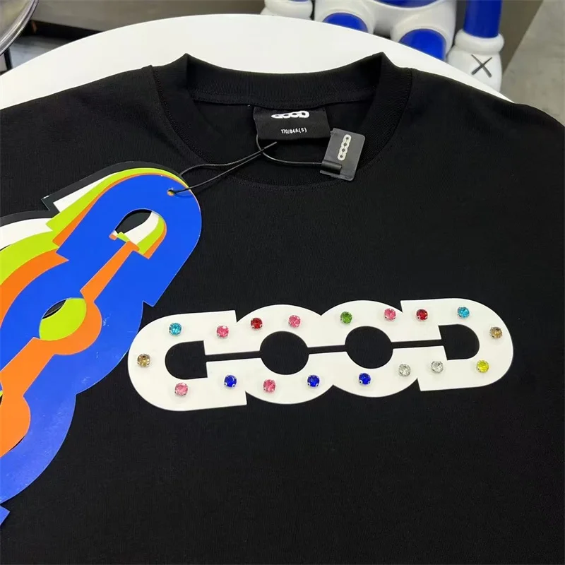 

Colorful Hot Diamond Goodbrand Casual T Shirts Men Women 1:1 Best Quality Pure Cotton White GOODBRAND Short Sleeves