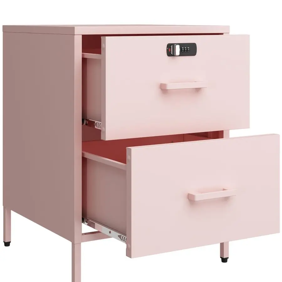 

Drawer End Side Table with Lock Metal Nightstand, Lockable Storage Cabinet Kids Cabinet for Living Room, Bedroom, Dorm, 21.26H X