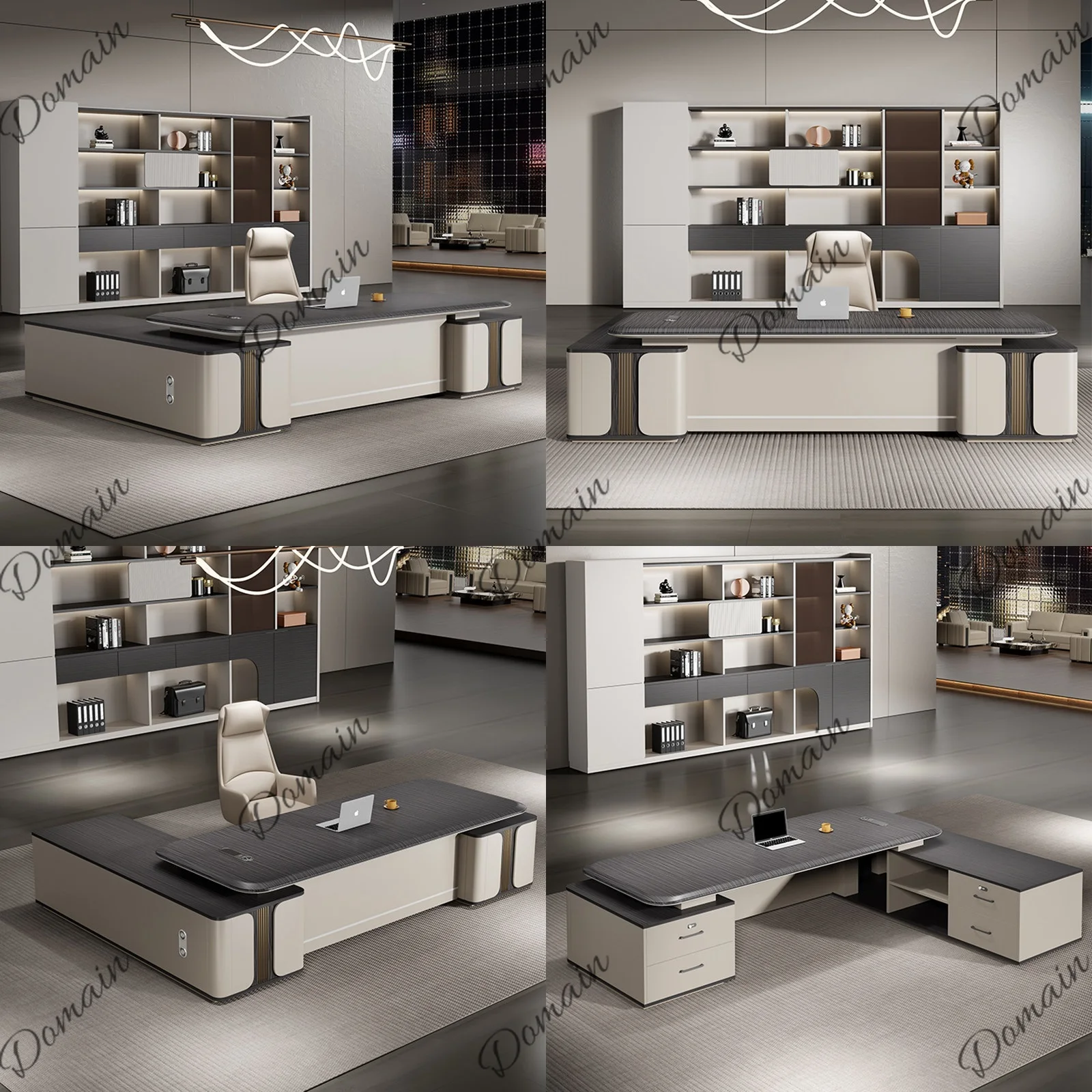 Modern Executive Office Desk Set Luxury Manager Director Workstation Table Chair Combo
