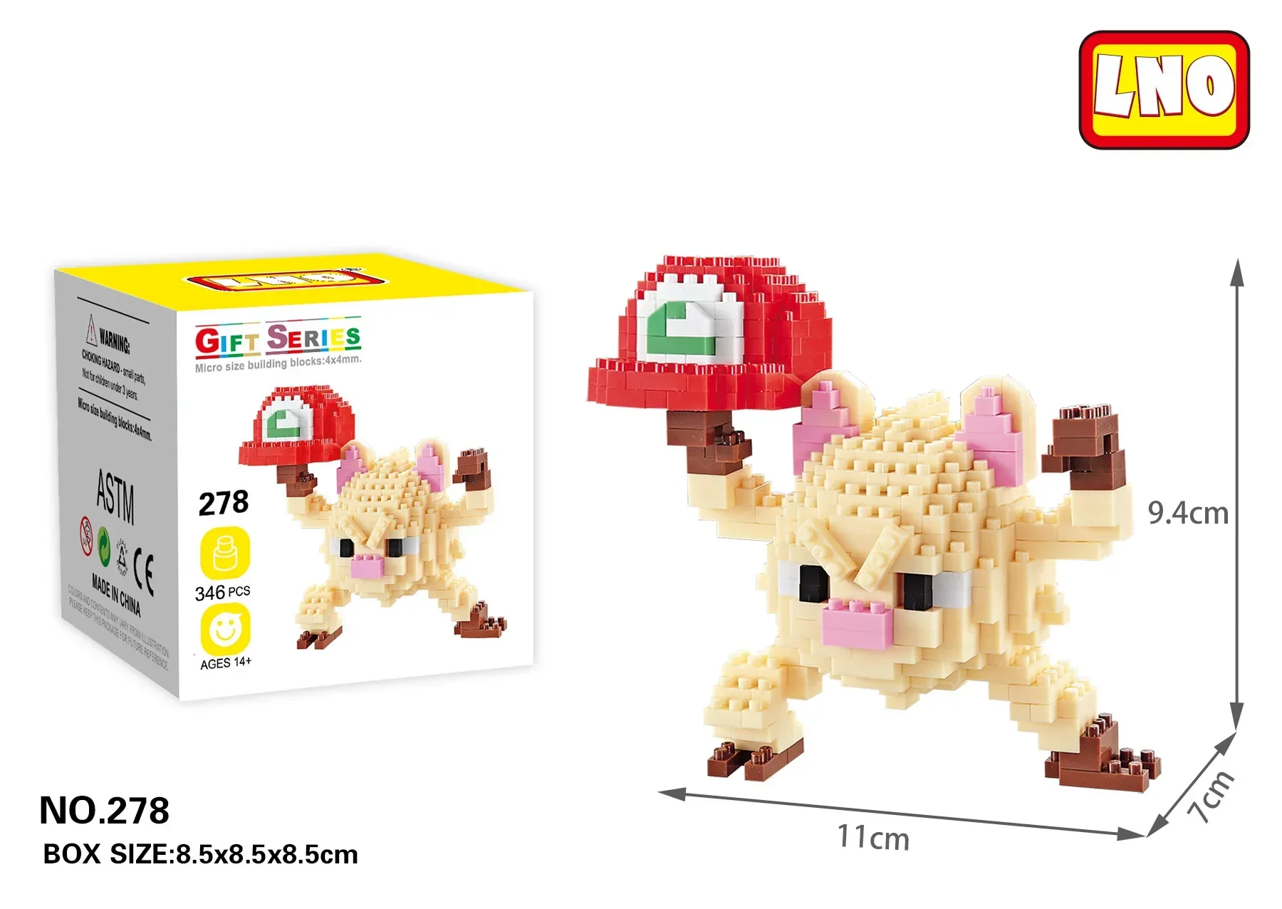 LNO New Kawaii Micro Building Blocks DIY Mini Bricks Cartoon Monster Figures Toys for Kids