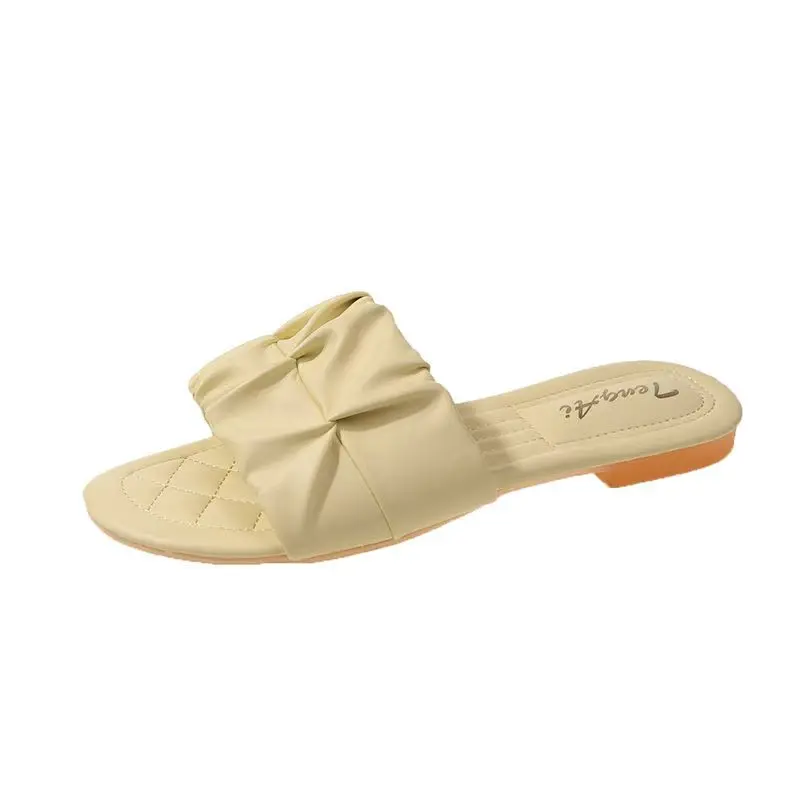 Fashionable and simple flat slippers for women, with a beautiful and elegant demeanor, anti-slip shopping beach sandals