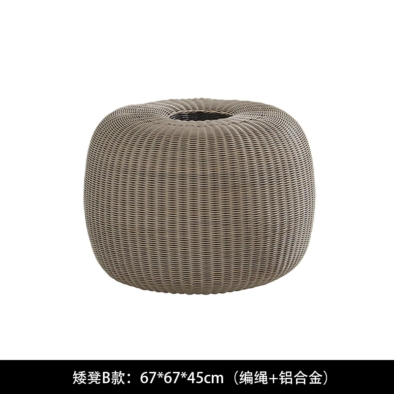 Outdoor braided rope sofa coffee table combination low stool Nordic lounge table and chair