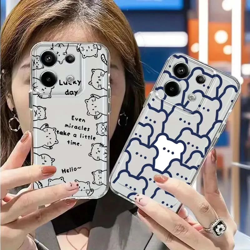 أنيمي الكرتون القط لطيف ل Xiaomi Mi Poco F2 F3 F4 F5 F6 X5 X6 X7 Pro حافظة هاتف شفافة من البولي يوريثان