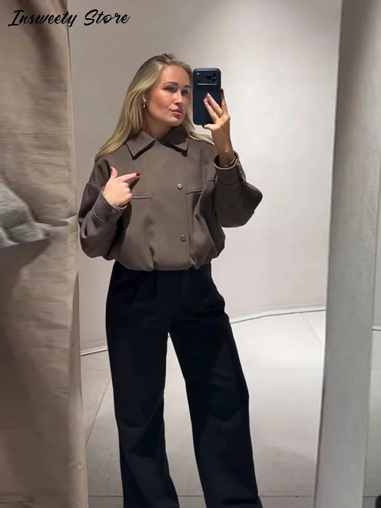 Mode Bomberjack Dames Effen Reverskraag Enkele rij zakken Pilotenjas 2026 Lente Dame Nieuwe Casual Streetwear ﻿