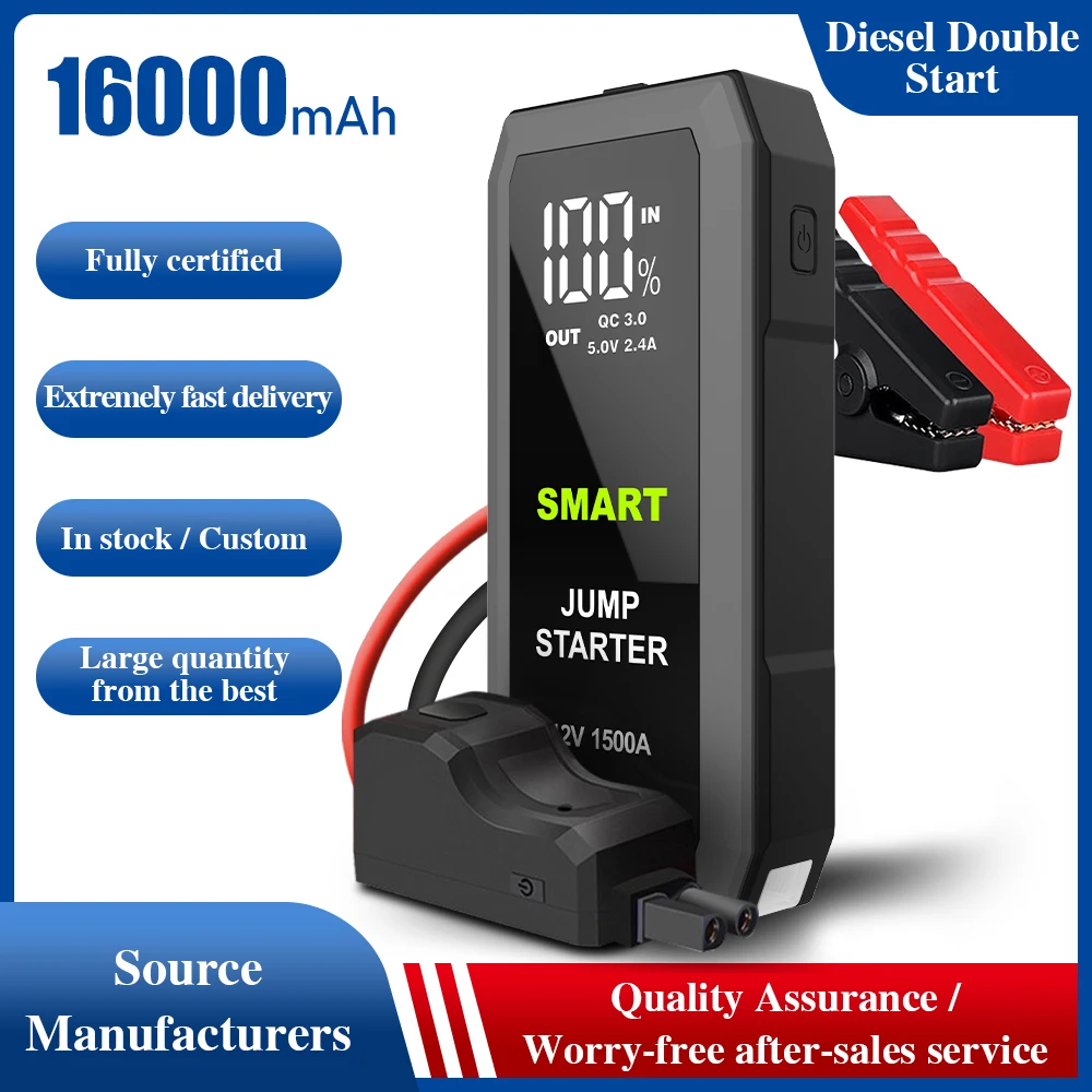 

16000mAh 12V Car Jump Starter Power Bank 600A Car Battery Charger Auto Emergency Booster Starting Device Jump Starter Dropship