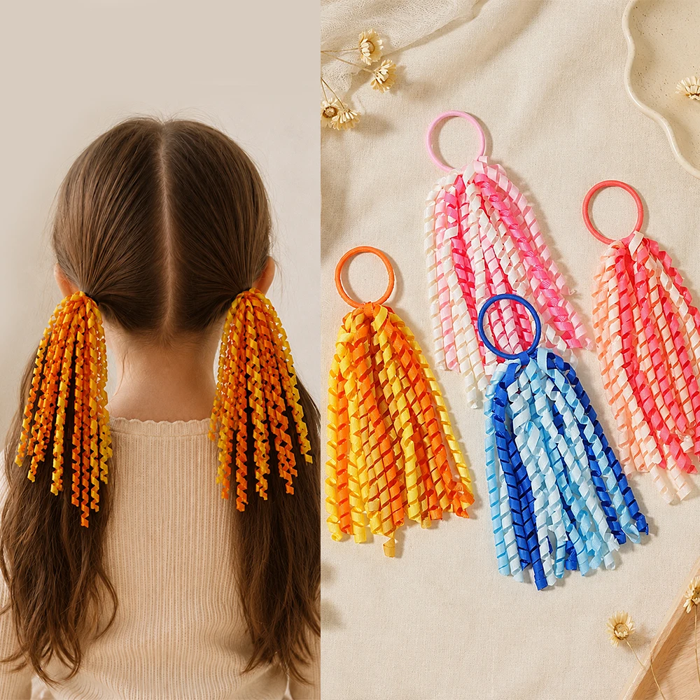 1 Lot Woven Ribbon Tassel Bow Hair Tie Girls Children Teenagers Ponytail Fixed Headband Children's Party Dress Hair Accessories
