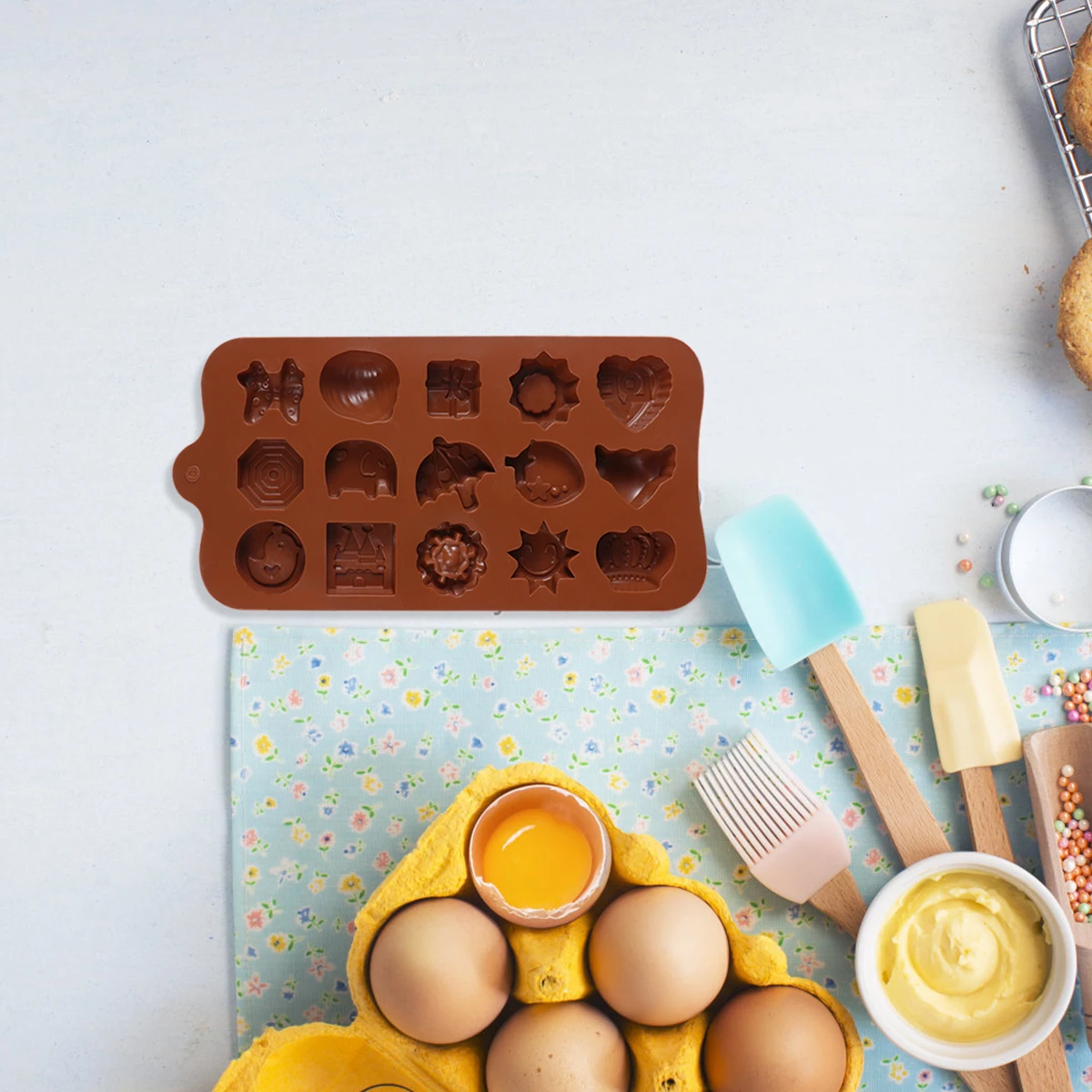 

2 PCS Chocolate Baking Mold Mould Cake Molds for Tweezers Tool Silicone Light Brown Shapes
