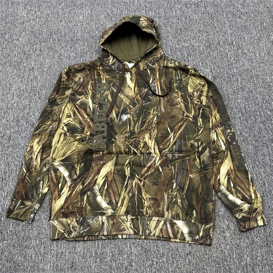 

Loose Fit Cotton Hoodie Windproof Outdoor Sweatshirt American Retro Style Fleece Lined Overhead Coat for Men And Women