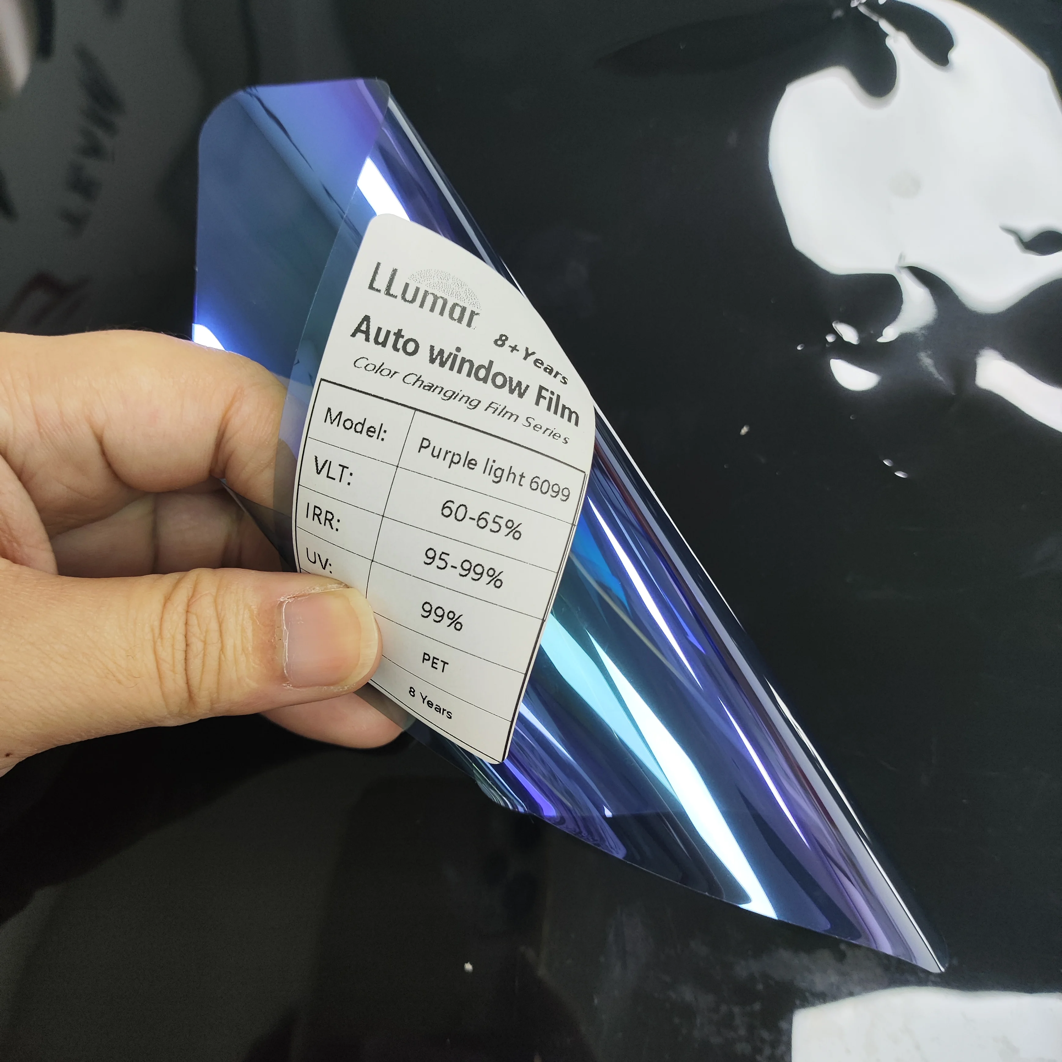 Premium LLumar Colorful Window Tint Film Chameleon Series Purple Light 6099 60-65% VLT 99% UV IRR PET Nano Ceramic Fade Proof