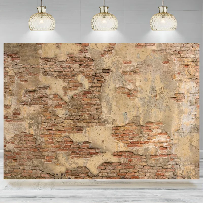 

Brown Brick Wall Backdrop Photography Retro Shabby Photographic Background Wall facing Props Party Decoration Banner