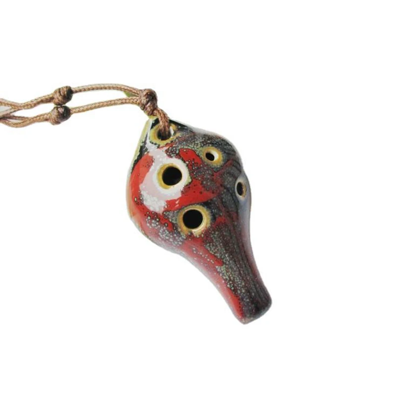 6 Hole Small Ocarina Flute Beginner Instrument Tourist Souvenir Instrument Accessories Ceramic Pendant