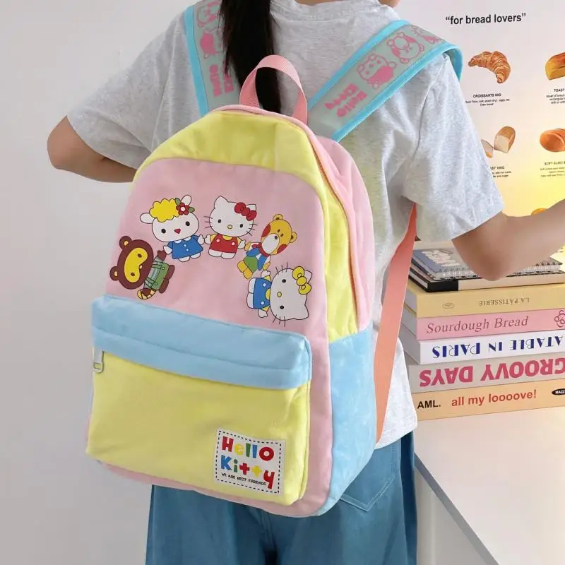 Sanrio KT kawaii Anime Cartoon Backpack Warterproof Nylon Women School Bag For Teenager Travel Rucksack Book Bag Shoulder Bag