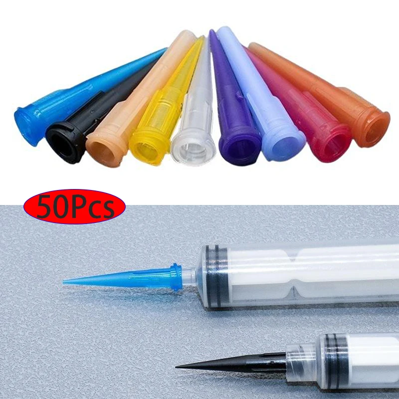 50Pcs Multicolor TT Tapered Plastic Dispensing Needles Precise Dispensing Clean Cutoff For Electronics Repair DIY Craft Projects