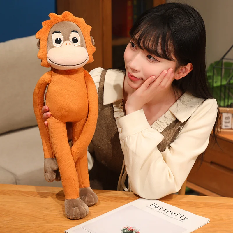 Orange Gorilla Plushie Soft Stuffed Monkey Toy Cute Orangutan Animal Doll for Kids Hugging Pillow & Home Decor