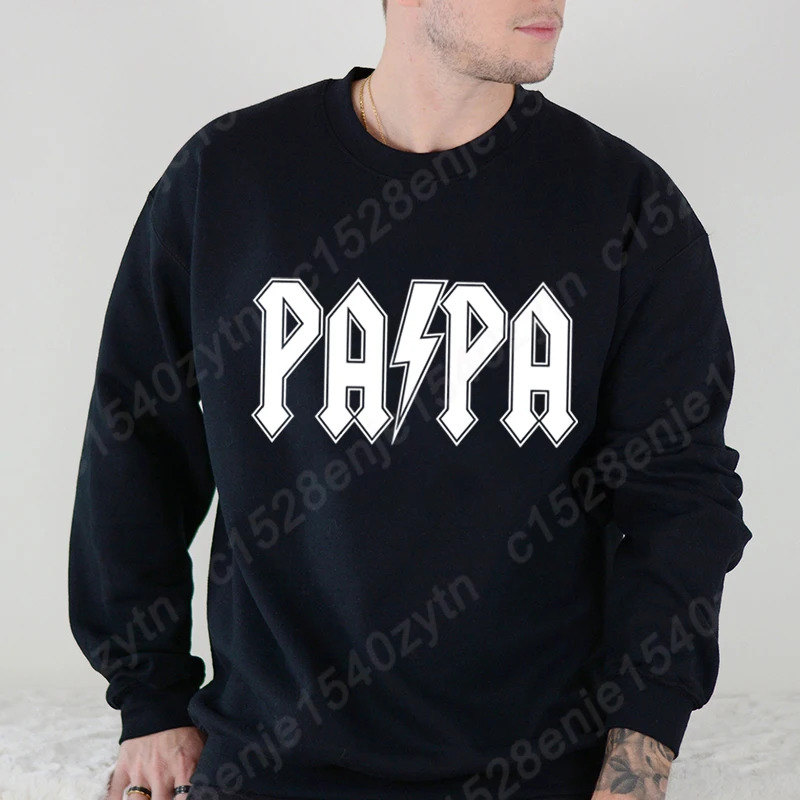 New Fashion Men's Clothing Papa Graphic Hoodless Pullovers Men Popular Casual Round Neck Sweatshirts Solid Color Loose Pullovers