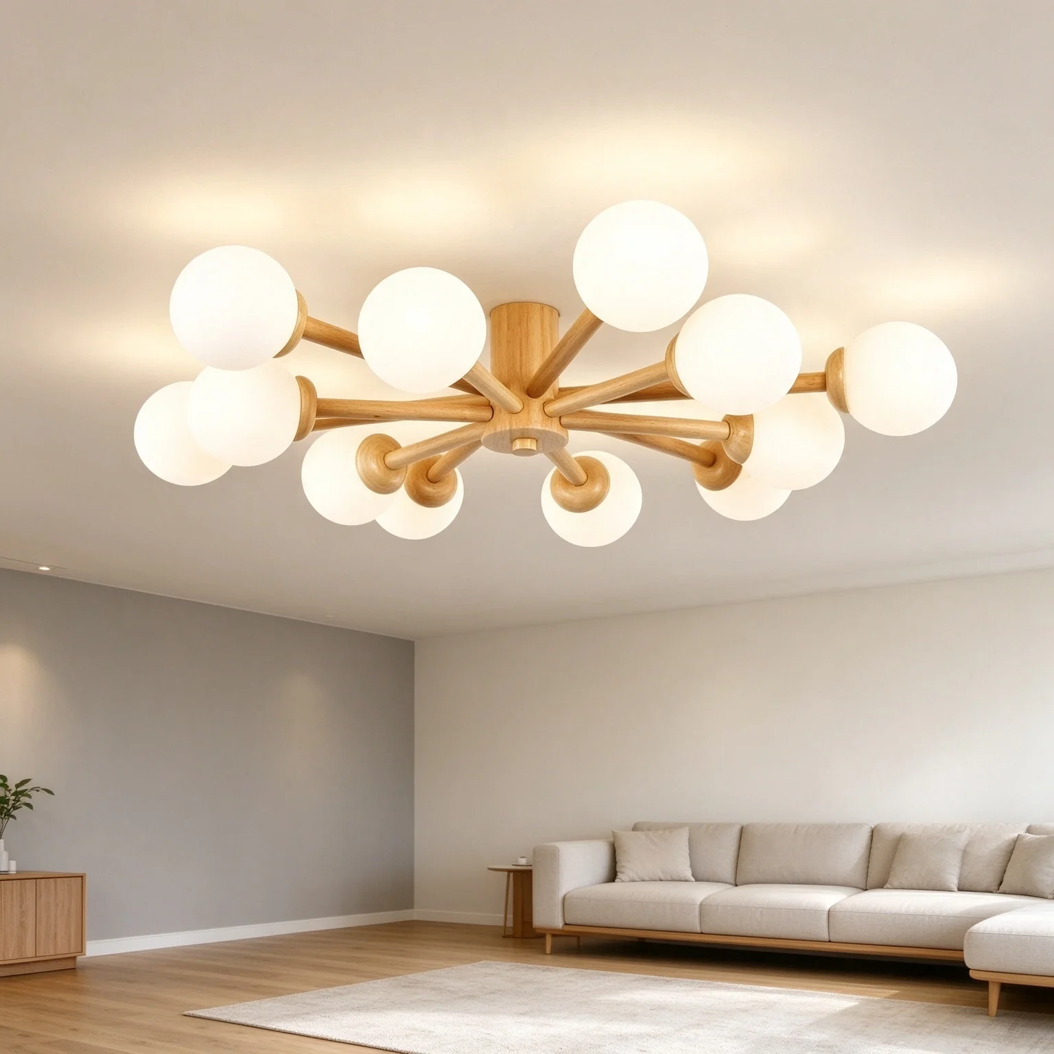 Multi Heads Log Magic Bean Art Home Ceiling Lamps Living Room Light Fixture Bedroom Led Illumination Dining Table Retro Lighting