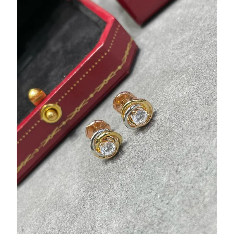 Hot Triple Circle Diamond Earrings, Elegant Symmetry, High-End Fashion, Exquisite Choice