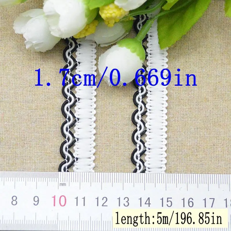 5Meters/16.4Ft Per Pack New Lace Trim Clothing Accessories DIY Curtains Women's Dresses Wedding Dress Accessories Black and White Wave Lace