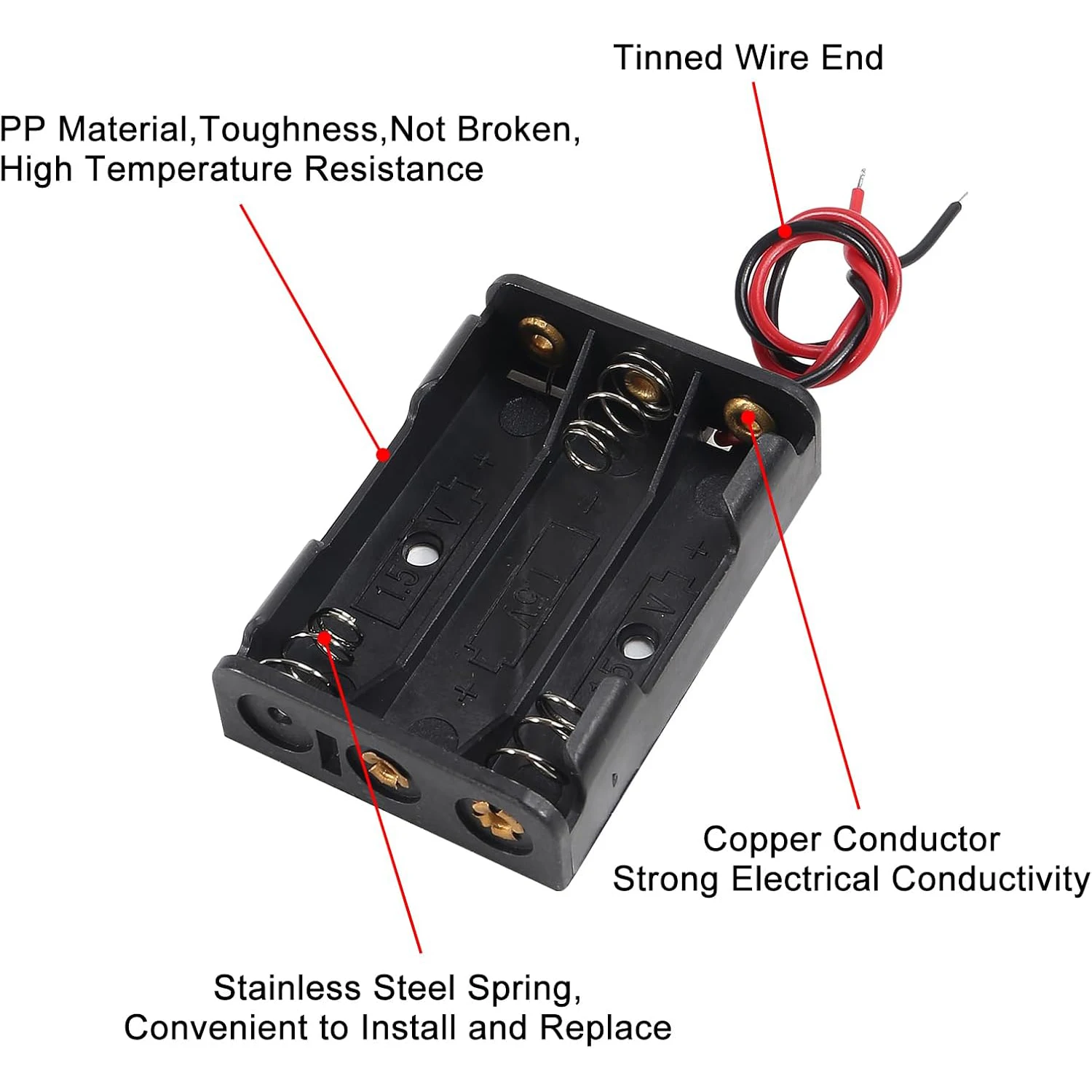 10 قطعة حامل بطارية AAA 3X 1.5 فولت AAA بطارية الطاقة صندوق بلاستيكي مع سلك ينطبق على لعبة إلكترونية الأجهزة المنزلية عن بعد #2