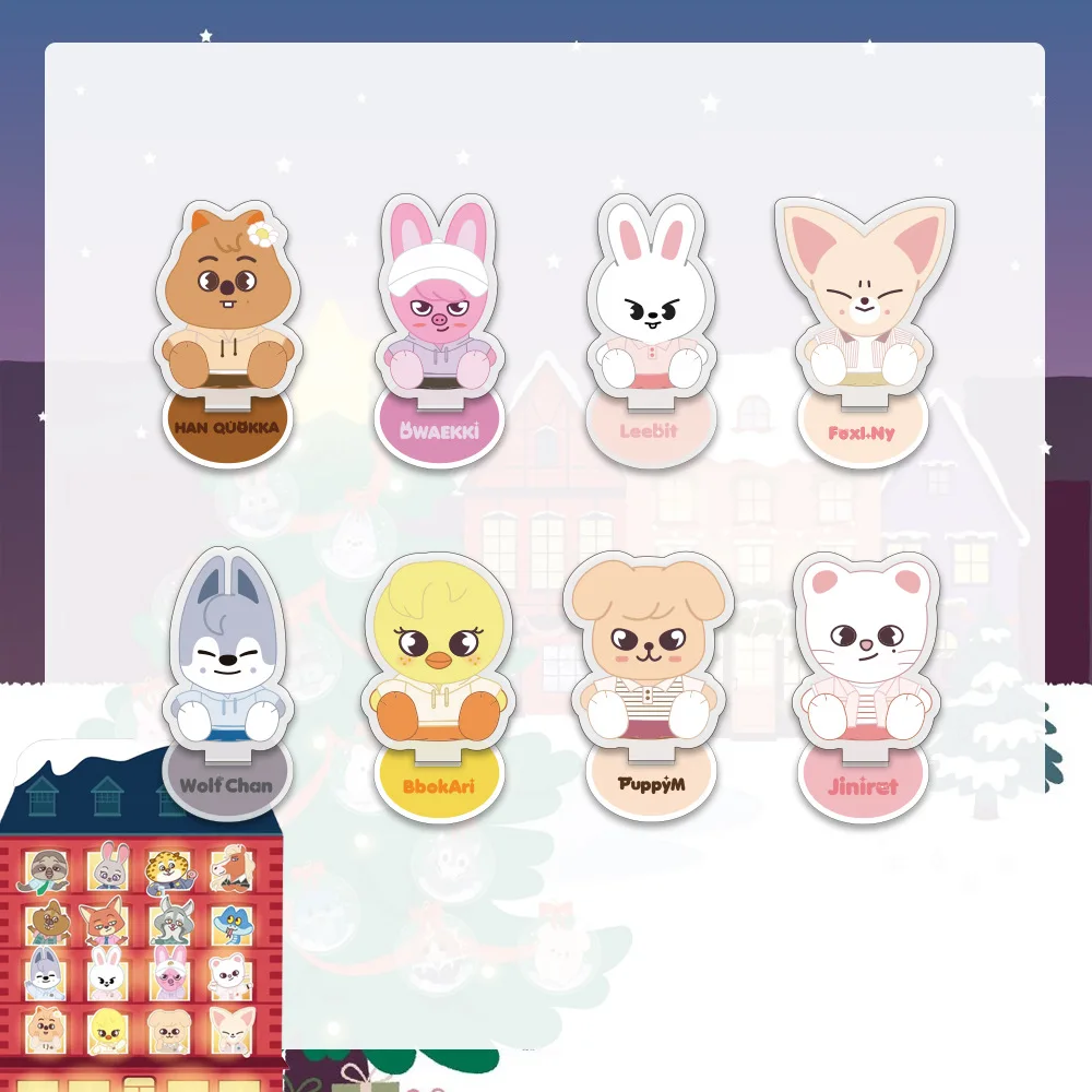 

New K-POP Stray Kids Cute Cartoon Acrylic SKZOO Double sided Stand up Desktop Ornament Jewelry Star Peripheral Gifts