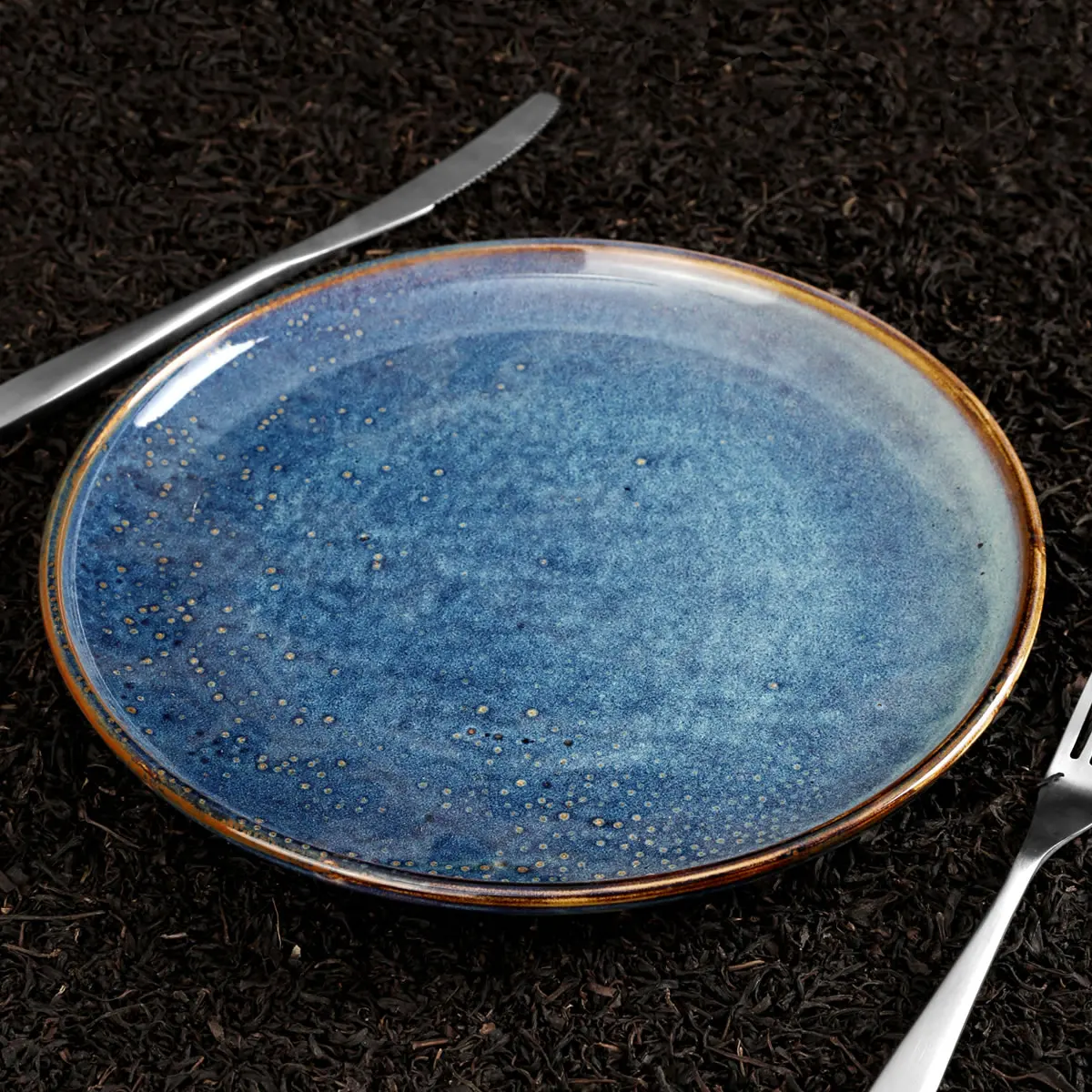 Factory Direct Wholesale Hotel Blue Nordic Dish Ceramic Dinner Plate restaurant Ecofriendly Porcelain Dishes Plates