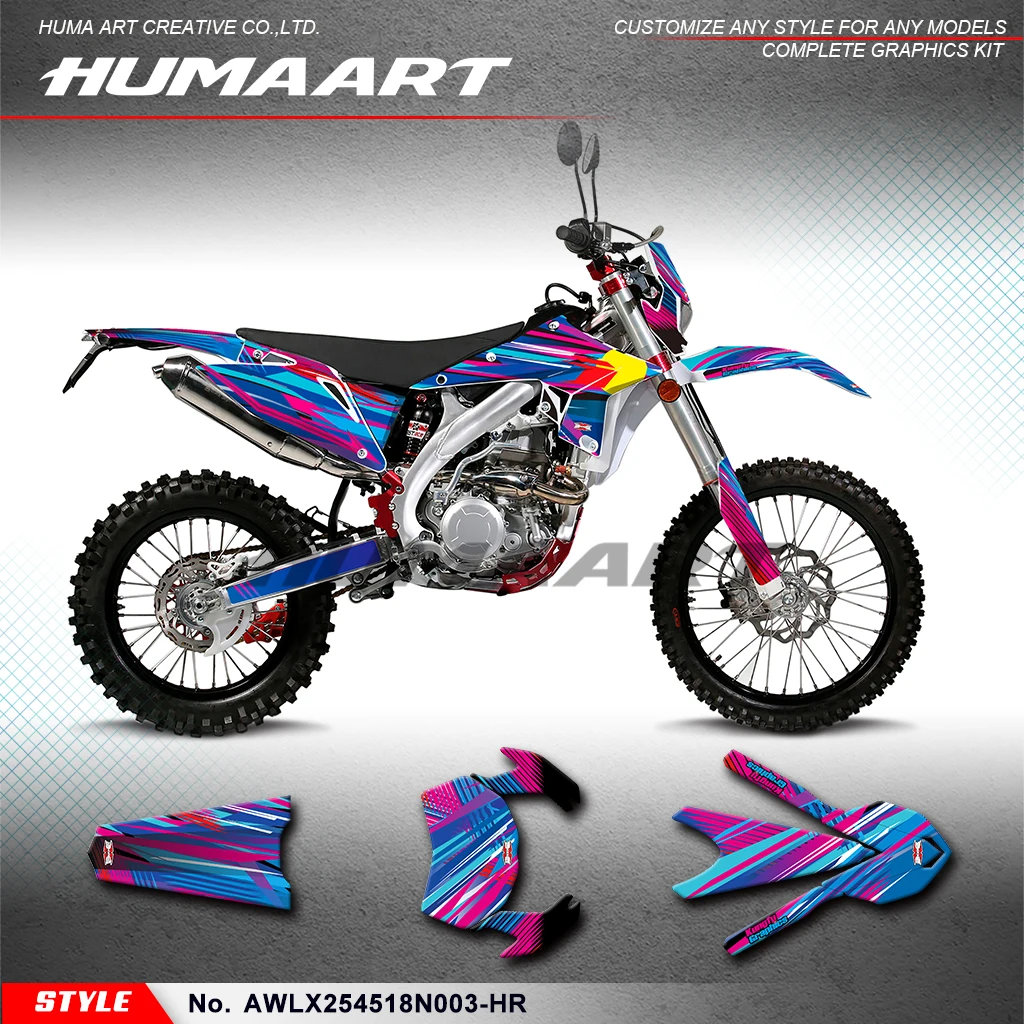 

Наклейки на мотоцикл HUMAART Racing Graphics для Asiawing LX250 LX450 2018 2019 2020 2021 2022 2023 2024, AWLX 254518 N003-HR