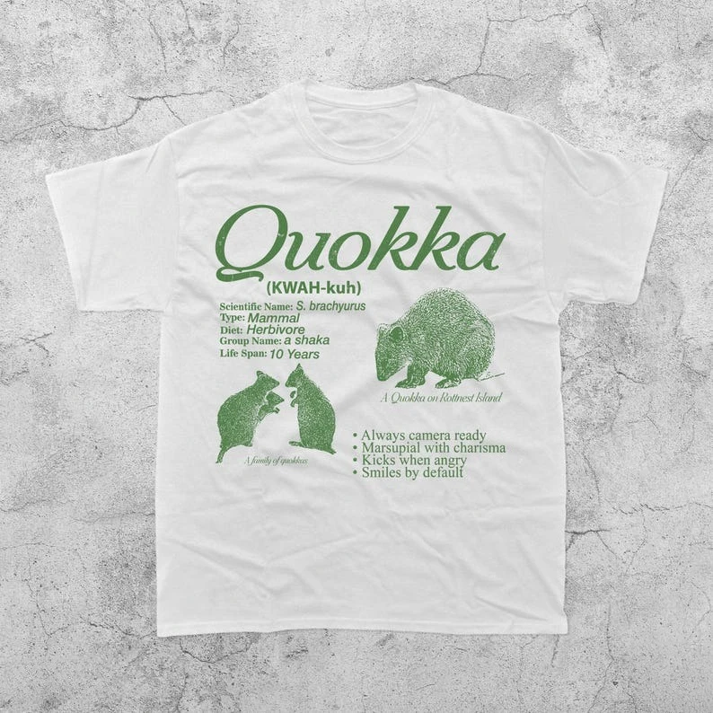 Summer Hot Sale Quokka Vintage 90s Graphic T-shirt Retro Animal Lover Infographic Facts T-shirt Breathable Comfortable Clothes