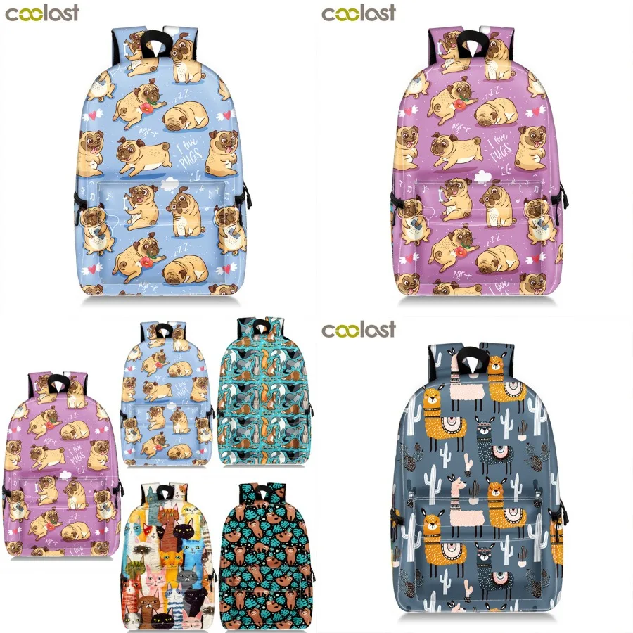 

【New style】New cartoon animal printed large-capacity student schoolbag Korean style polyester fashionable full-printed backpack