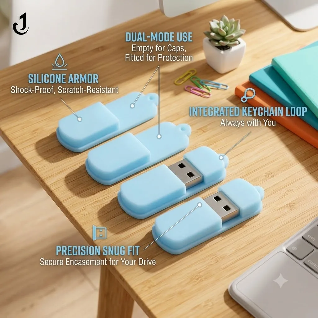 Portable Silicone USB Flash Drive Case - Protective Cover for U Disk, Anti-Loss & Anti-Scratch Storage Bag Holder for Pen Drives