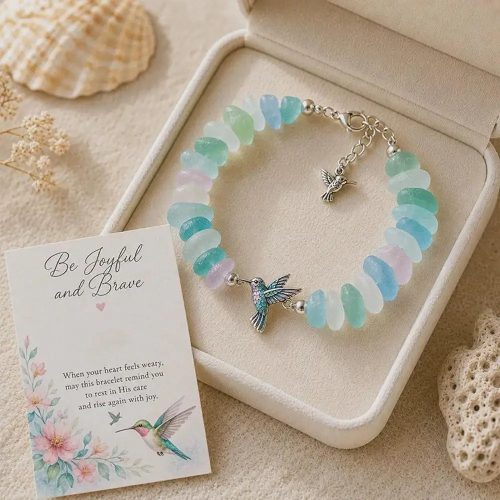 Adjustable Ocean Wave Bracelet Whale Bracelet for Women Sea Glass Blessing Bracelet Faith Hope Charm Jewelry for Women