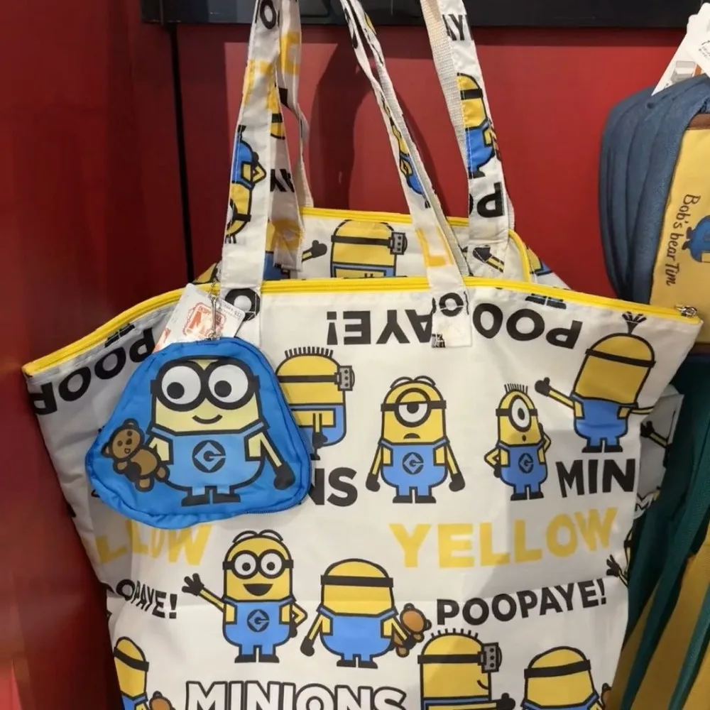

Милые миньоны, портативная складная сумка для покупок, ручная сумка на плечо, милая большая вместительная дорожная сумка с героями мультфильмов, подарок для девочки