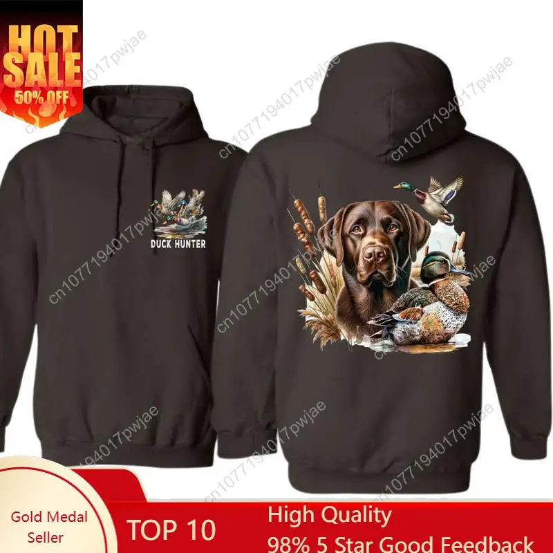 

Duck Hunter Hoodie - Realistic Duck and Labrador Retriever Design, Unisex, Comfortable Sweatshirt for Outdoor Adventures