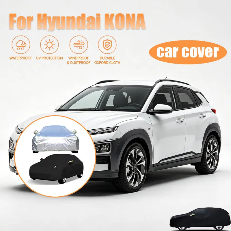 Housse de voiture complète pour Hyundai KONA, bandes réfléchissantes, imperméable, résistante à la neige, à la poussière, protection UV, accessoires automobiles d'extérieur