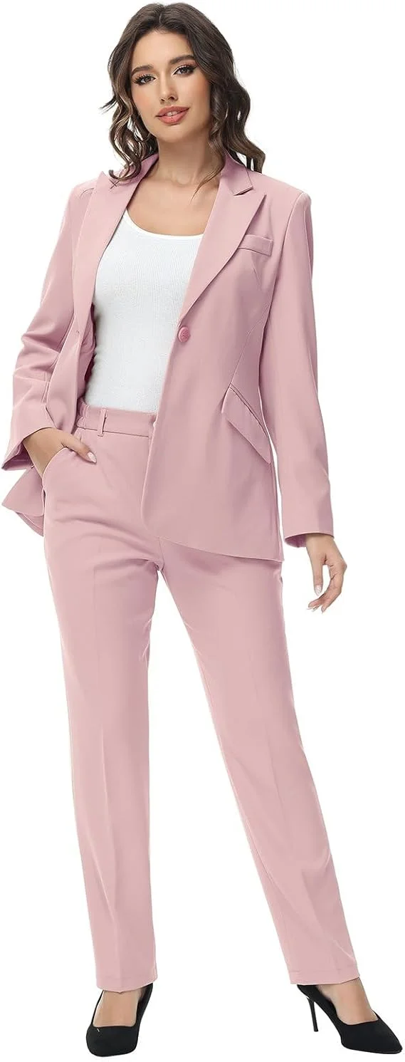 Tesco بدلة نسائية مخصصة مكونة من قطعتين مجموعة زر واحد للسيدات الأعمال الرسمية الذروة التلبيب السترة والسراويل لسيدة المكتب