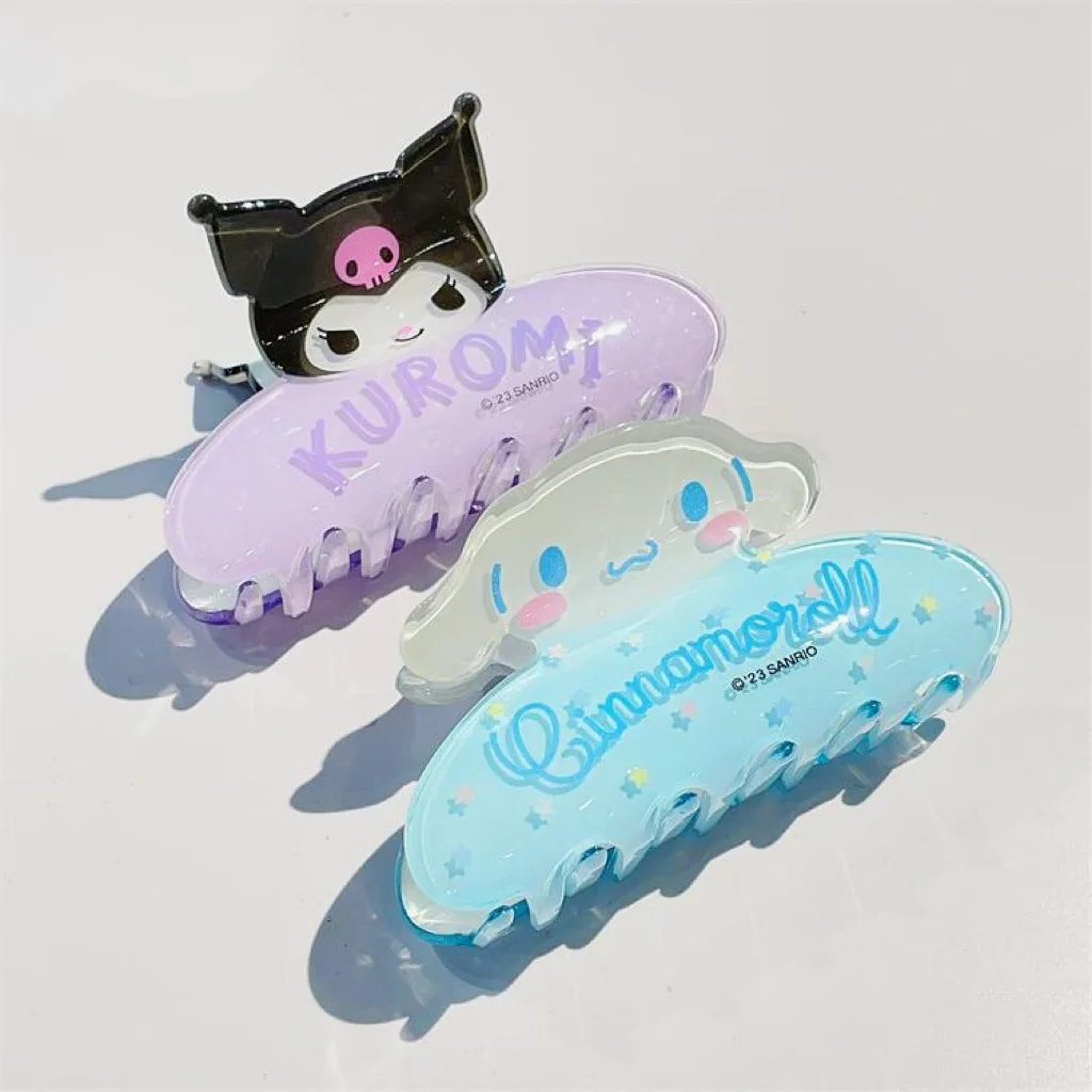 Kawaii Anime Sanrio Grip Clip Cartoon Sweet Kuromi Melody Cinnamoroll Hairpin Cute Back Head Spoon Hairpin Headwear Shark Clip