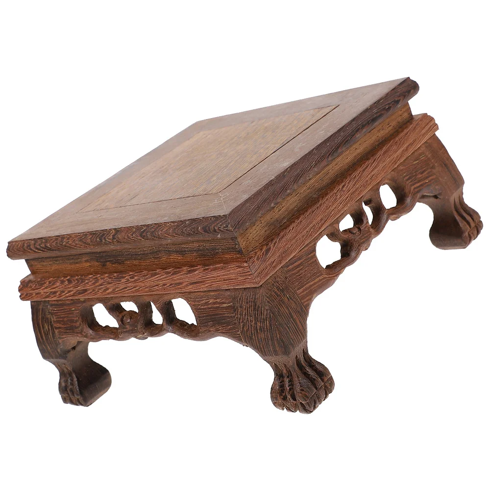 Vintage Style Wooden Display Pedestal Solid Base For Vase Plant Craft Home Decor Rack Wood Carving Pedestal Simple