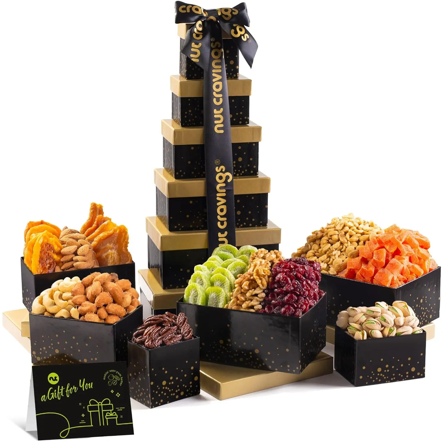 

Easter Dried Fruit & Mixed Nuts Gift Basket with Ribbon, Healthy Snack Care Package, Kosher Food Arrangement