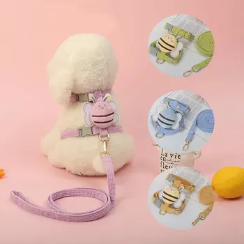 סט חגורת חתול עמידה בריחה ורצועת רצועה מתכווננת חגורת כלב רשת חגורת כלב גור חיית מחמד הולכת רצועת כלבים קטנים חתולים גור