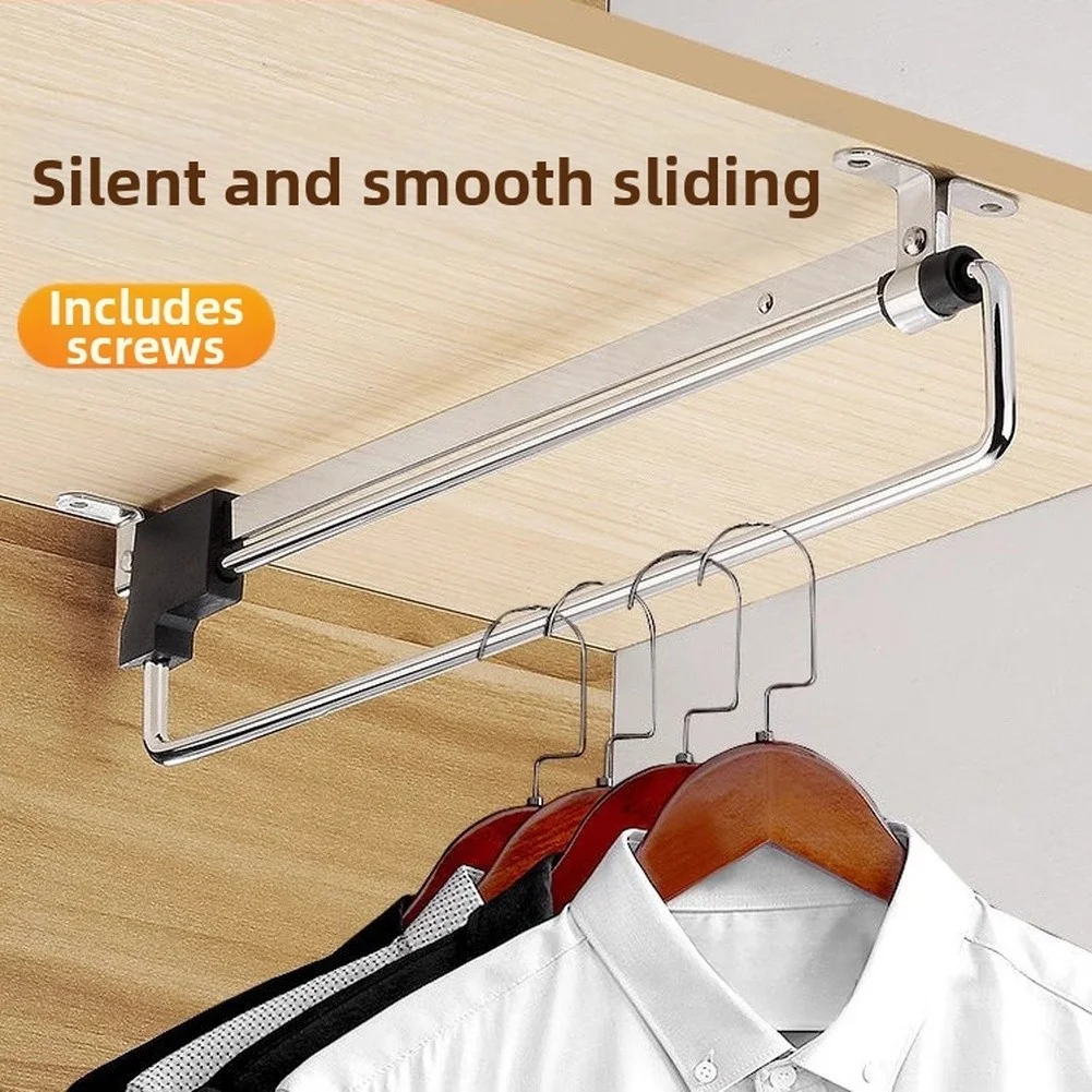 Pull Out Metal Wardrobe Rod Designed for Horizontal Closet Integration and Consistent Garment Hanging Performance