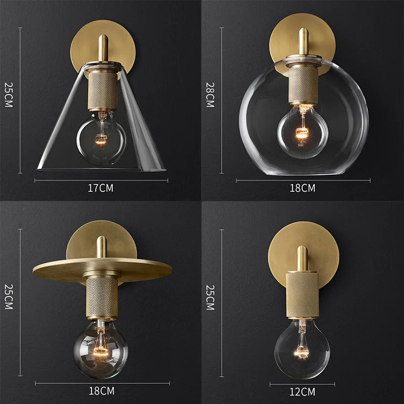 Modern Glass Wall Sconce Light for Bedroom Bedside Nordic Light Gold Indoor Lighting Fixture Home Decoration Luxury Copper Led