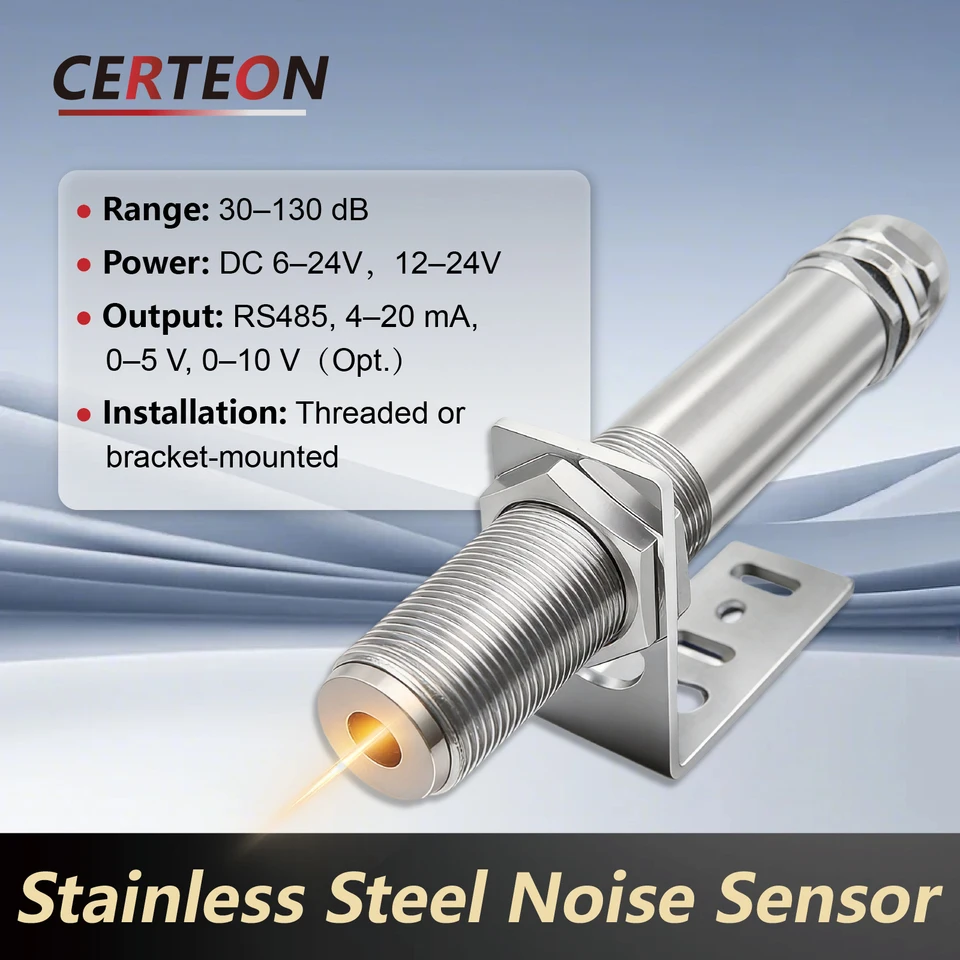 RS485 Industrial Noise Sensor 30-130dB Sound Level Meter 4-20mA Decibel Sensor Stainless Steel Noise  ing Device