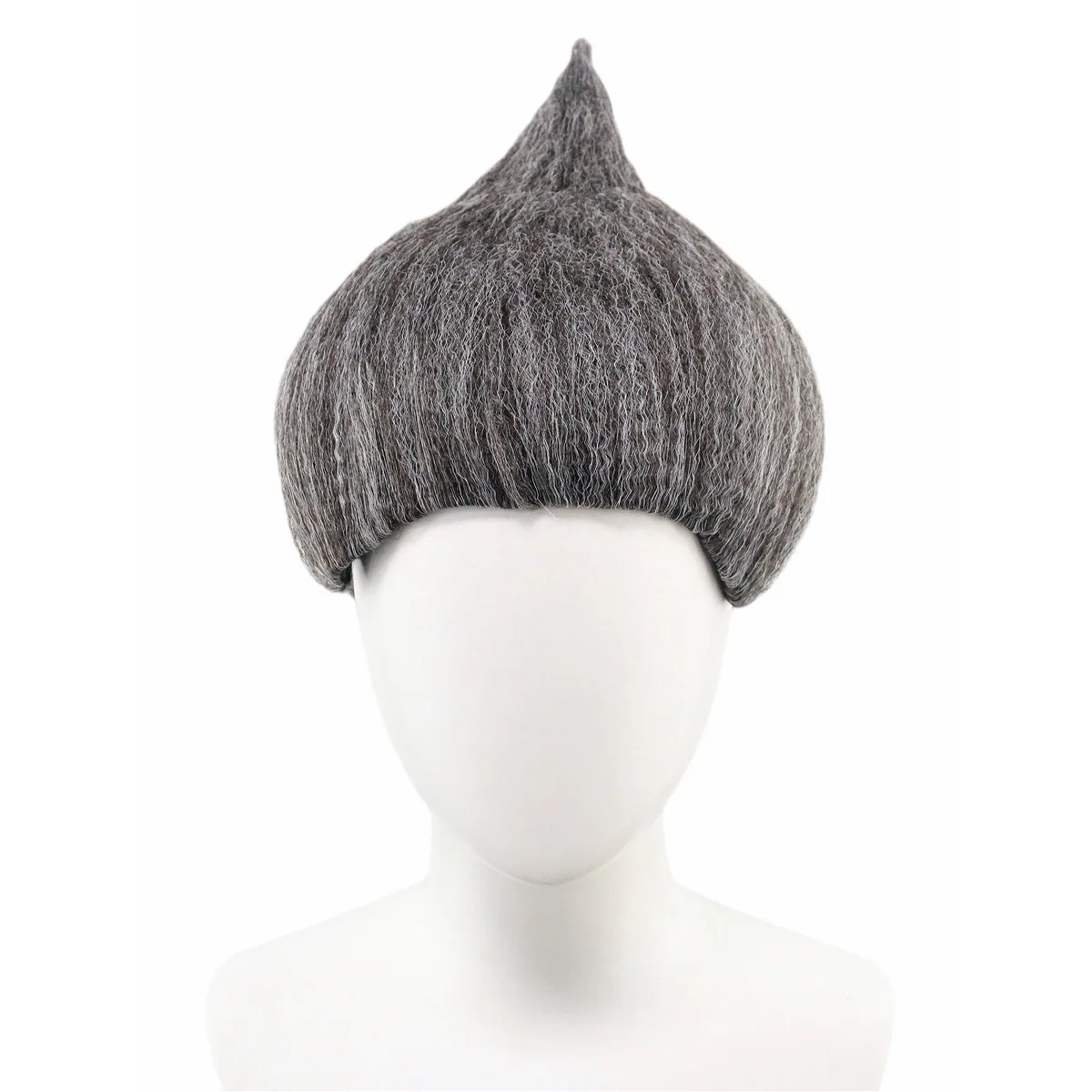 Gray Pointed Top Troll Wig Synthetic Hair Short Curly Funny Cartoon Cosplay Halloween Carnival Costume Party Full Wigs for Kids