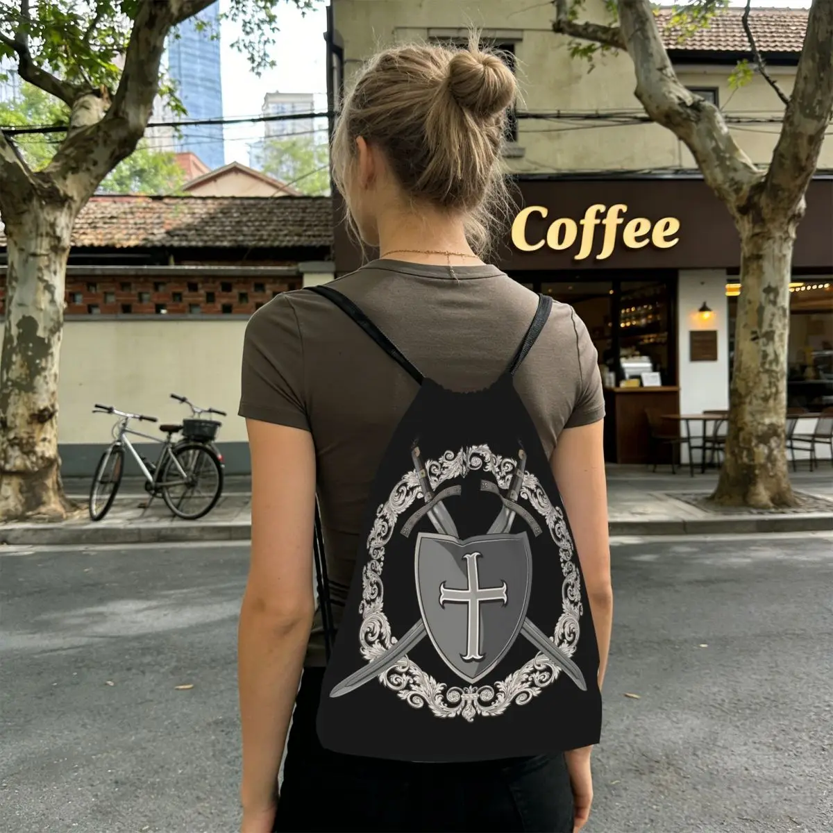 

Symbol MedievalSwordEmblem Secret OrderBackpacksMulti-function Drawstring Bundle Pocket Sports Bag Book Bags for Travel Students