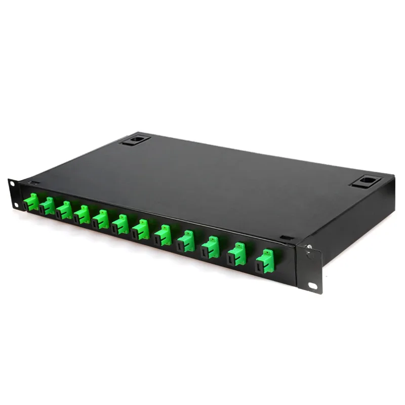 Panel de Conexiones de Fibra Óptica de 12 Puertos SC FC LC Pigtail ODF 1U, Caja Terminal de Fibra Óptica, Marco de Distribución de Fibra Óptica, Venta al por Mayor de Fábrica