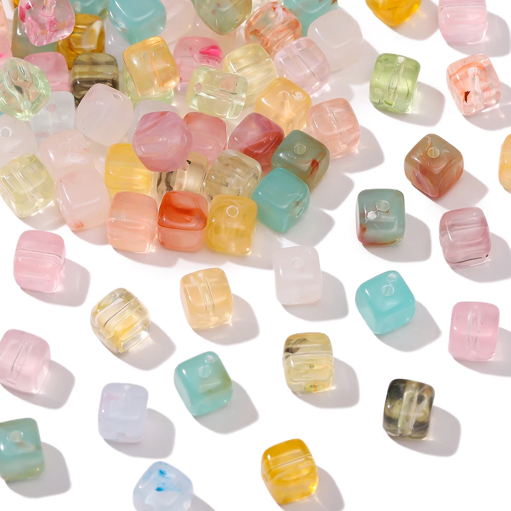 

20pcs 6.5mm Acrylic Imitation Stone Square Shaped Bead Colored Spacer Beads for DIY Bracelets Necklaces Jewelry Making Supplies