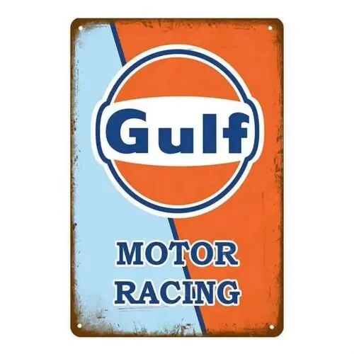 Y1,Gulf Vintage Motor Racing Tin Sign Retro Automotive Wall Art Decor -aluminum