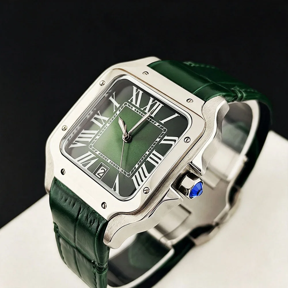 Hot NH35 38mm watch NH35 movement watch custom logo leather watch men's automatic watch Roman numeral dial NH35 movement watch
