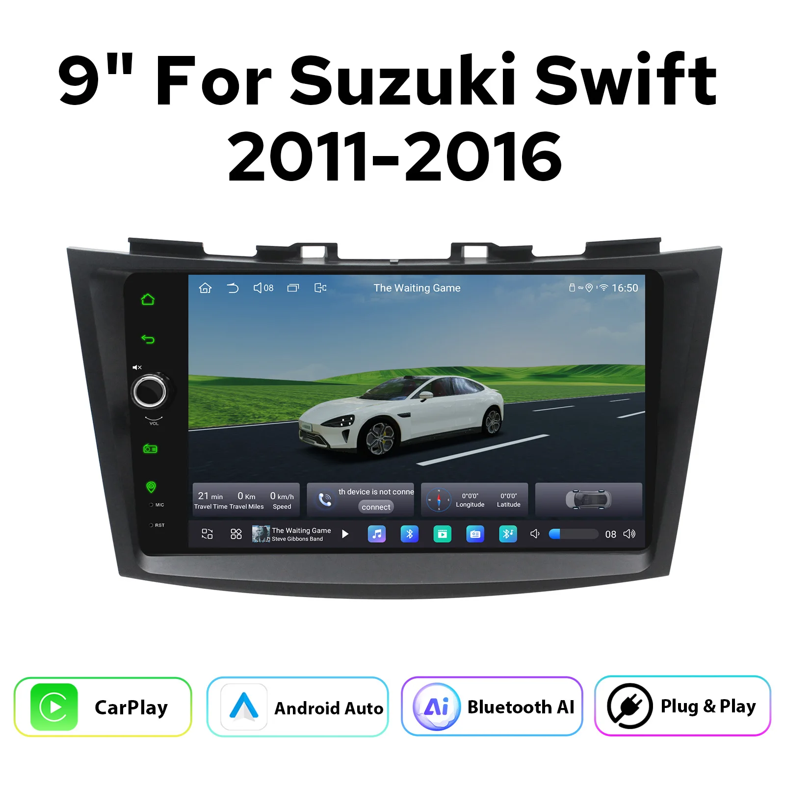 JOYING 9 Inch Android Head Unit for Suzuki Swift 2011-2016 Wireless CarPlay Android Auto GPS Navigation Plug & Play Car Stereo