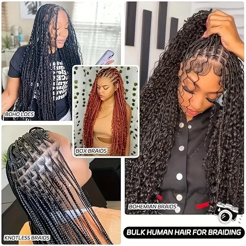 Capelli umani sfusi a onde profonde 12A per intrecciare fasci di capelli senza trama per trecce Boho estensioni dei capelli umani vergini brasiliani 95g