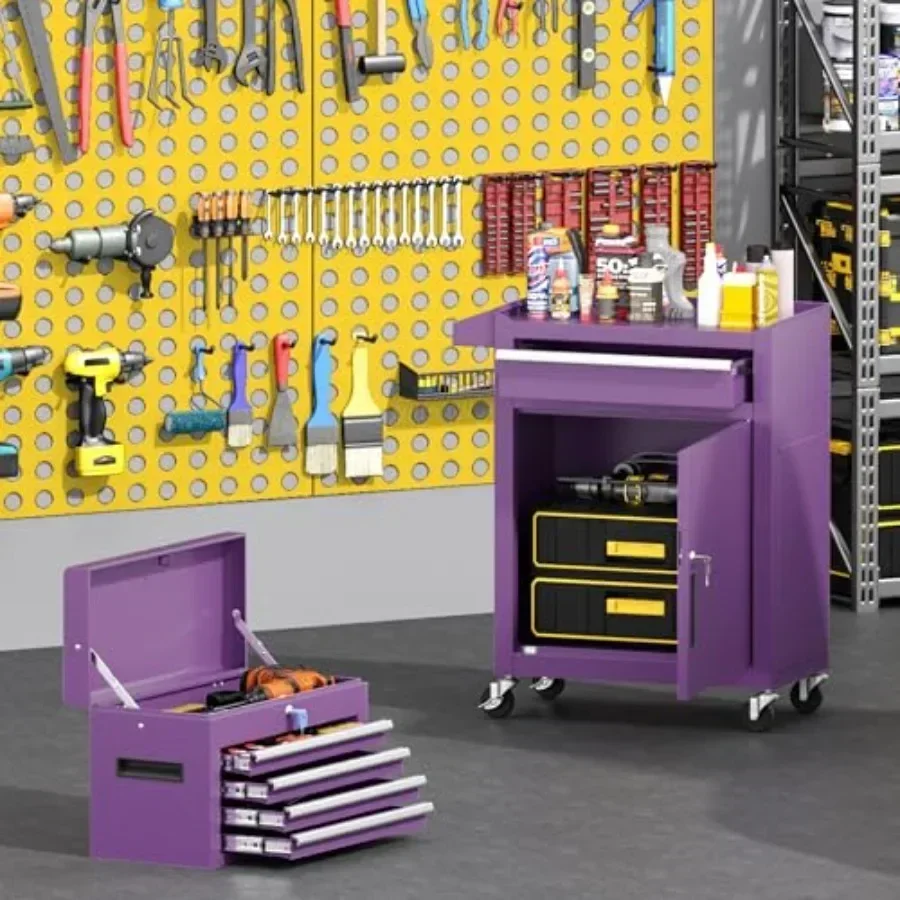 Garage workshop repair room 5-drawer tool chest with wheels, steel, black, pre-assembled rolling design with detachable top box